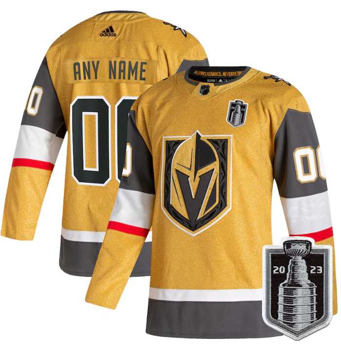 Mens Vegas Golden Knights Active Player Custom Gold 2023 Stanley Cup Final Stitched Jersey